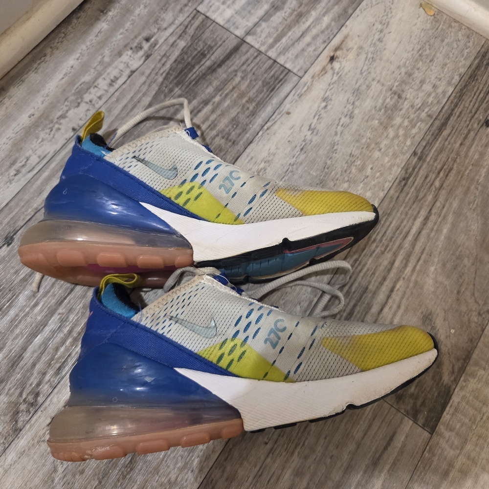 Nike Air Max 270 with Blue and Yellow Accents